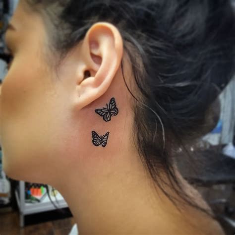 behind the ear tattoos women|small butterfly tattoo behind ear.